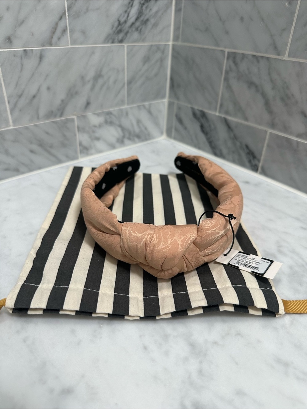 Lele Sadoughi Quilted Knotted Headband in Blush